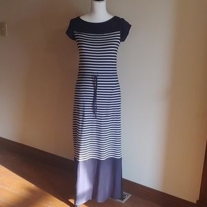 navy striped maxi dress